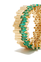 Two Row Eternity Band, 18k Gold & Emeralds